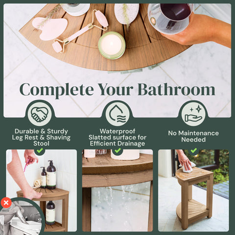 Water-Proof Plastic Corner Shower Stool for Shaving Legs - GoNorth