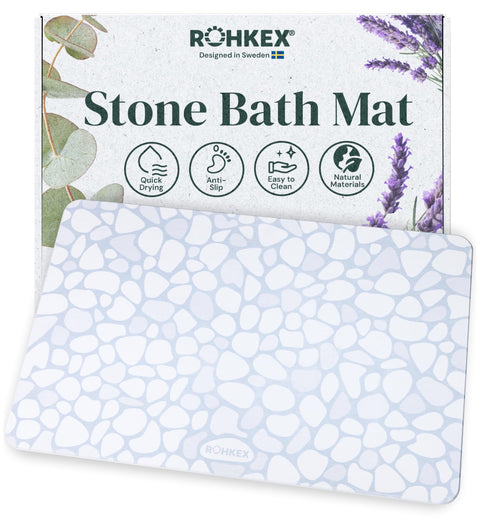 Diatomaceous Earth Stone Bath Mat (24" × 15") Rohkex