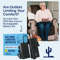 Universal Recliner Power Cord Replacement (2-Pin Adapter) Blue Cactus