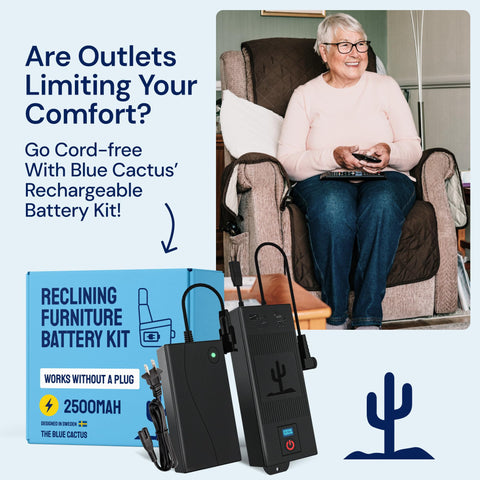 Universal Recliner Power Cord Replacement (2-Pin Adapter) Blue Cactus