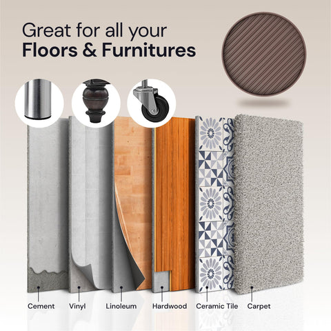Non Slip Rubber Furniture Pads (Brown & Round) Caster Master