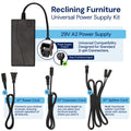 Universal Recliner Power Cord Replacement (2-Pin Adapter) Blue Cactus