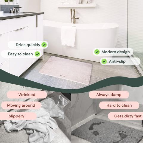 Diatomaceous Earth Stone Bath Mat (24" × 15") Rohkex