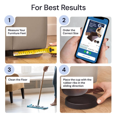 Non Slip Rubber Furniture Pads (Brown & Round) Caster Master