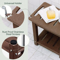 Plastic Shower Bench with Shelf & Curved Seat Rohkex