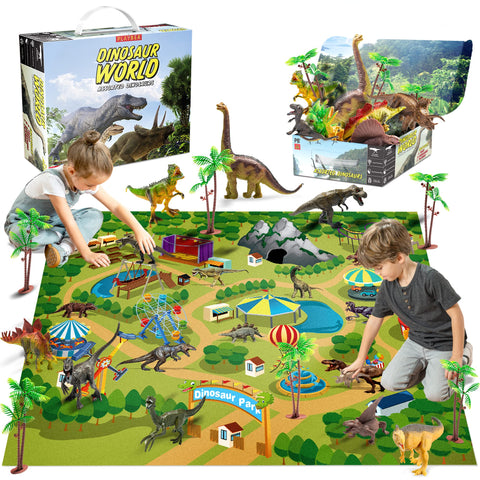 9-Piece Dinosaur Toy Set with Playmat & Storage Tin PlayVibe