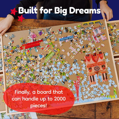 PlayVibe Wooden Jigsaw  Rotating Puzzle Board with Drawers & Cover PlayVibe