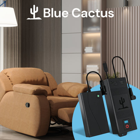 Rechargeable power packs & adapters for reclining furniture.