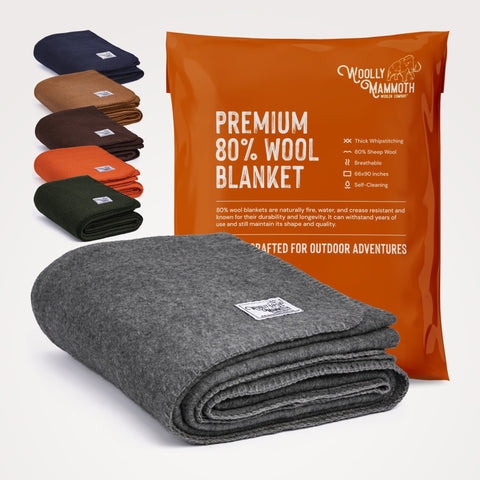 Woolly Mammoth Explorer: Warm Wool Blanket for Camping & Adventure Woolly Mammoth