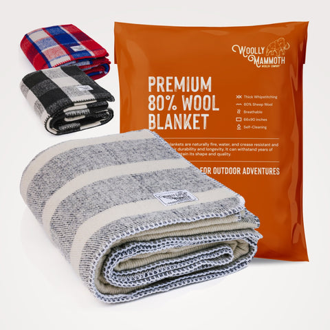 Woolly Mammoth Explorer: Warm Wool Blanket for Camping & Adventure Woolly Mammoth