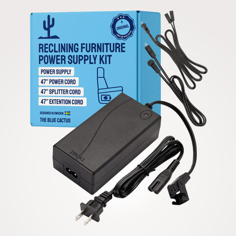Universal Recliner Power Cord Replacement (2-Pin Adapter) Blue Cactus