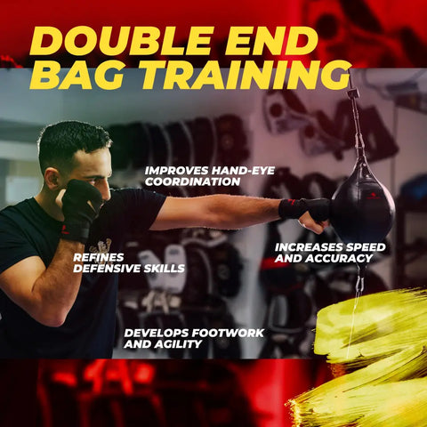 Boxing double end bag training.