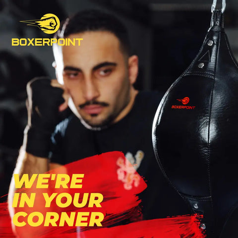 Black leather speed bag.