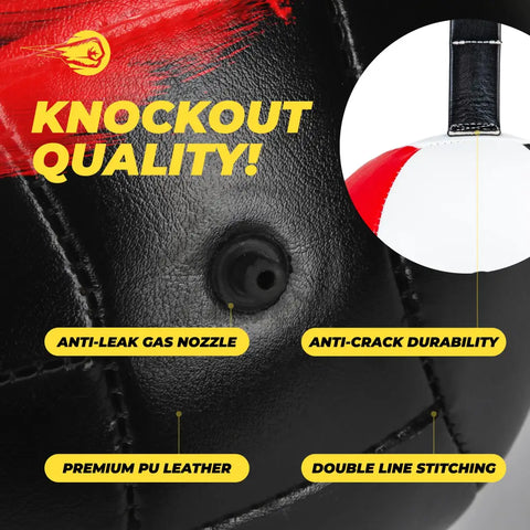 Black and red punching ball with quality features.