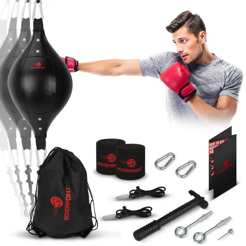 Boxing speed bag set.