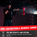 Red and black double-ended punching bag.
