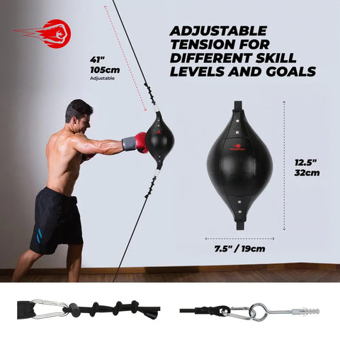 Boxing reflex ball with adjustable tension.