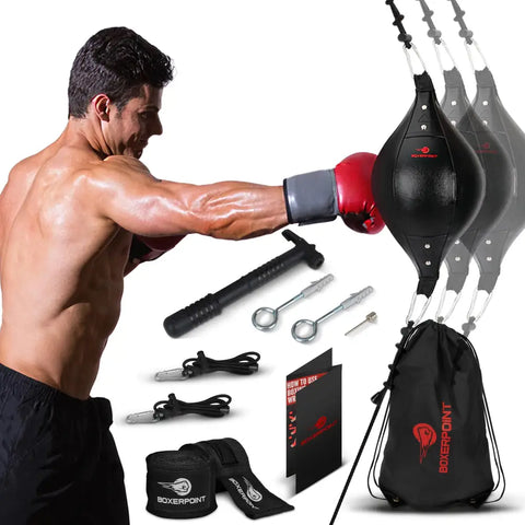 Boxing speed bag set.