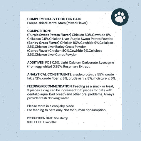 MalsiPree Cat Dental Stars (32 Pcs): Freeze-Dried Treats for Bad Breath Malsipree