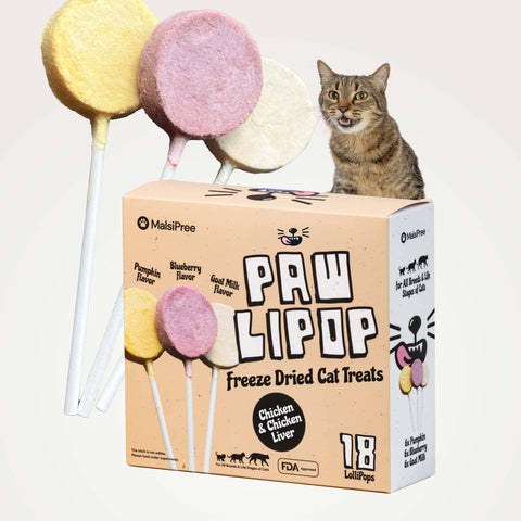 MalsiPree Pawlipop (18 Pcs): Freeze-Dried Cat Lollipop Treats with Chicken Malsipree