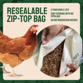 Chicken feed in a resealable bag.