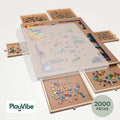 PlayVibe Wooden Jigsaw  Rotating Puzzle Board with Drawers & Cover PlayVibe