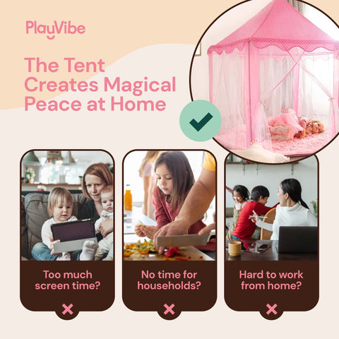 PlayVibe Indoor Princess Tent For Kids PlayVibe