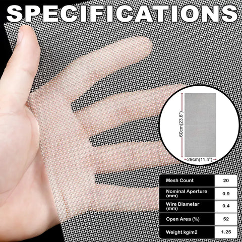 Metal mesh specifications.