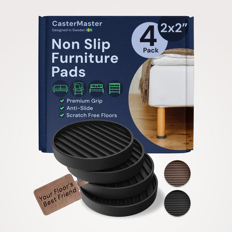 Non Slip Rubber Furniture Pads (Black & Round) Caster Master