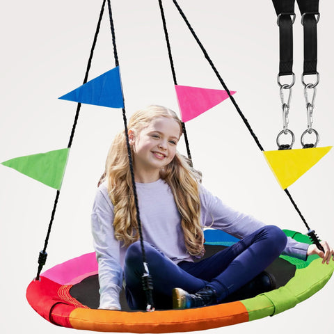 PlayVibe: 40 Inch Tree Swing For Kids (Waterproof, Saucer Design) PlayVibe