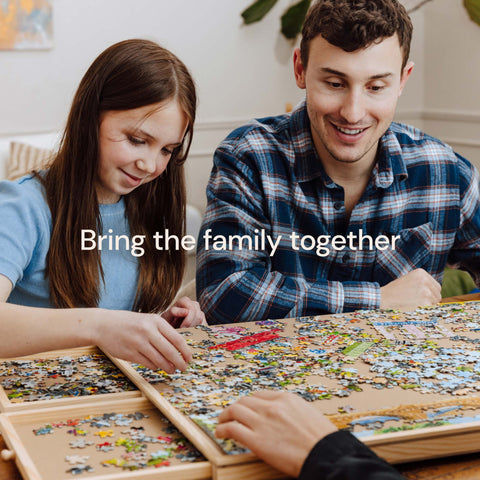 PlayVibe Wooden Jigsaw  Rotating Puzzle Board with Drawers & Cover PlayVibe