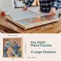 PlayVibe Wooden Jigsaw  Rotating Puzzle Board with Drawers & Cover PlayVibe
