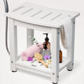 Plastic Shower Bench with Shelf & Curved Seat Rohkex