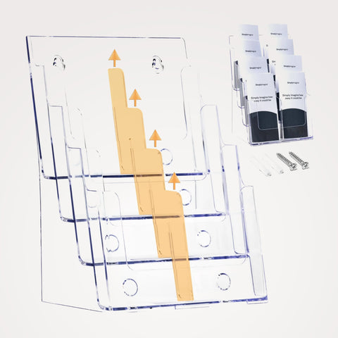 A4 Sized 4-Tier Clear Acrylic Brochure Holder (Dual Mount) Simply Imagine