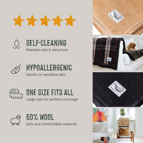 Woolly Mammoth Nester: Warm Wool Blanket for Indoor & Outdoor Comfort Woolly Mammoth