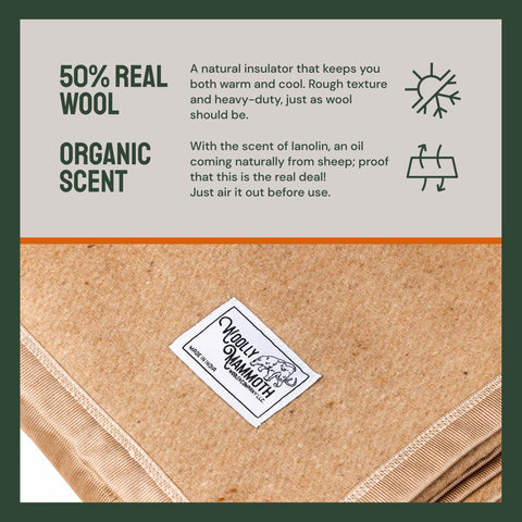 Woolly Mammoth Nester: Warm Wool Blanket for Indoor & Outdoor Comfort Woolly Mammoth